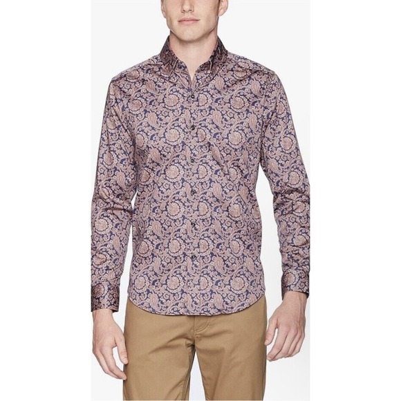 Robert Graham Other - Robert Graham | Modern Americana Tailored Fit Blue & Brown Paisley Lang Medium